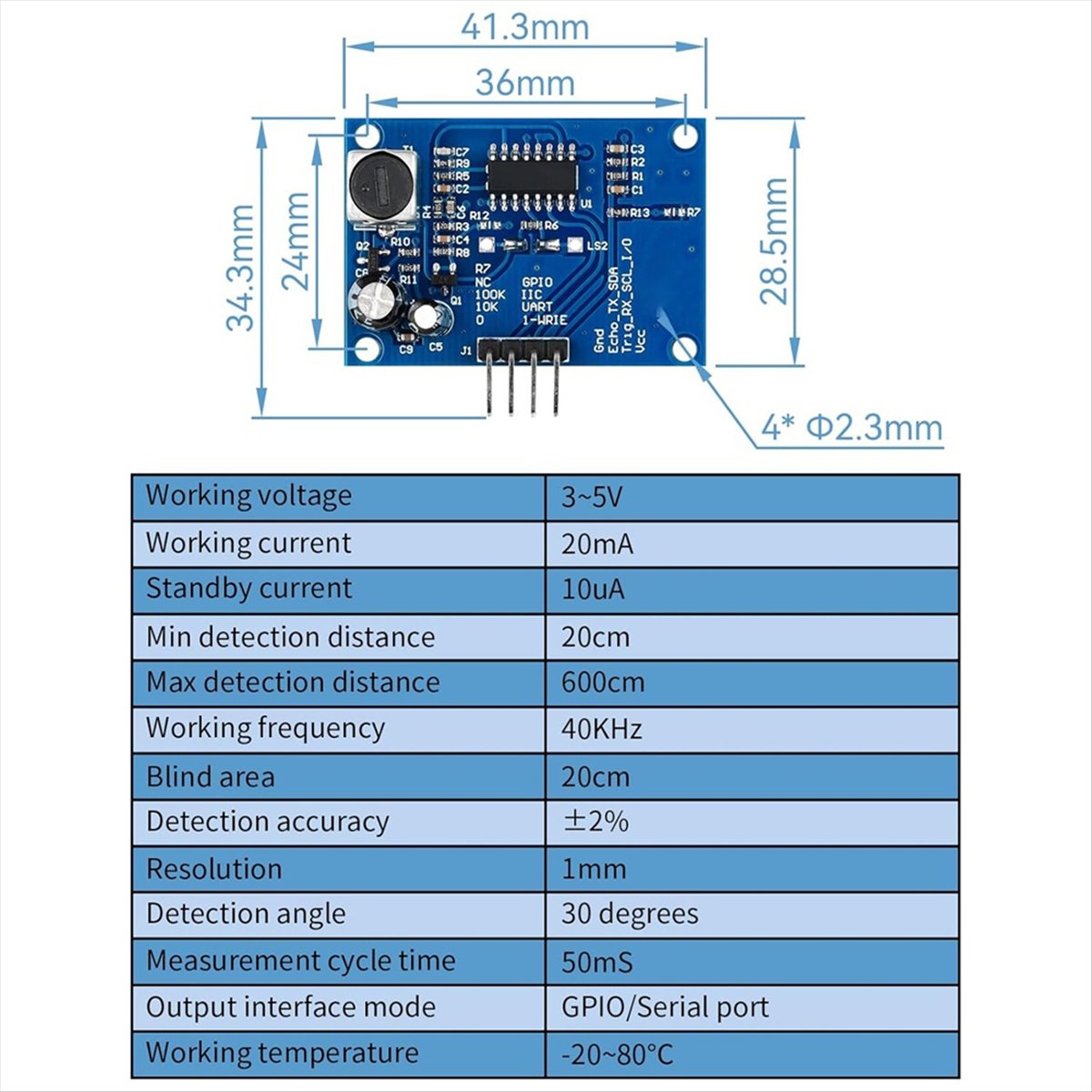 Ultrasonic Sensor Hc - DT38 2 adet Ultrasonik Mesafe Sensörü
